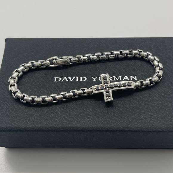 David Yurman Other - David Yurman Pavé Cross Bracelet Sterling Silver with Black Diamonds, 5mm